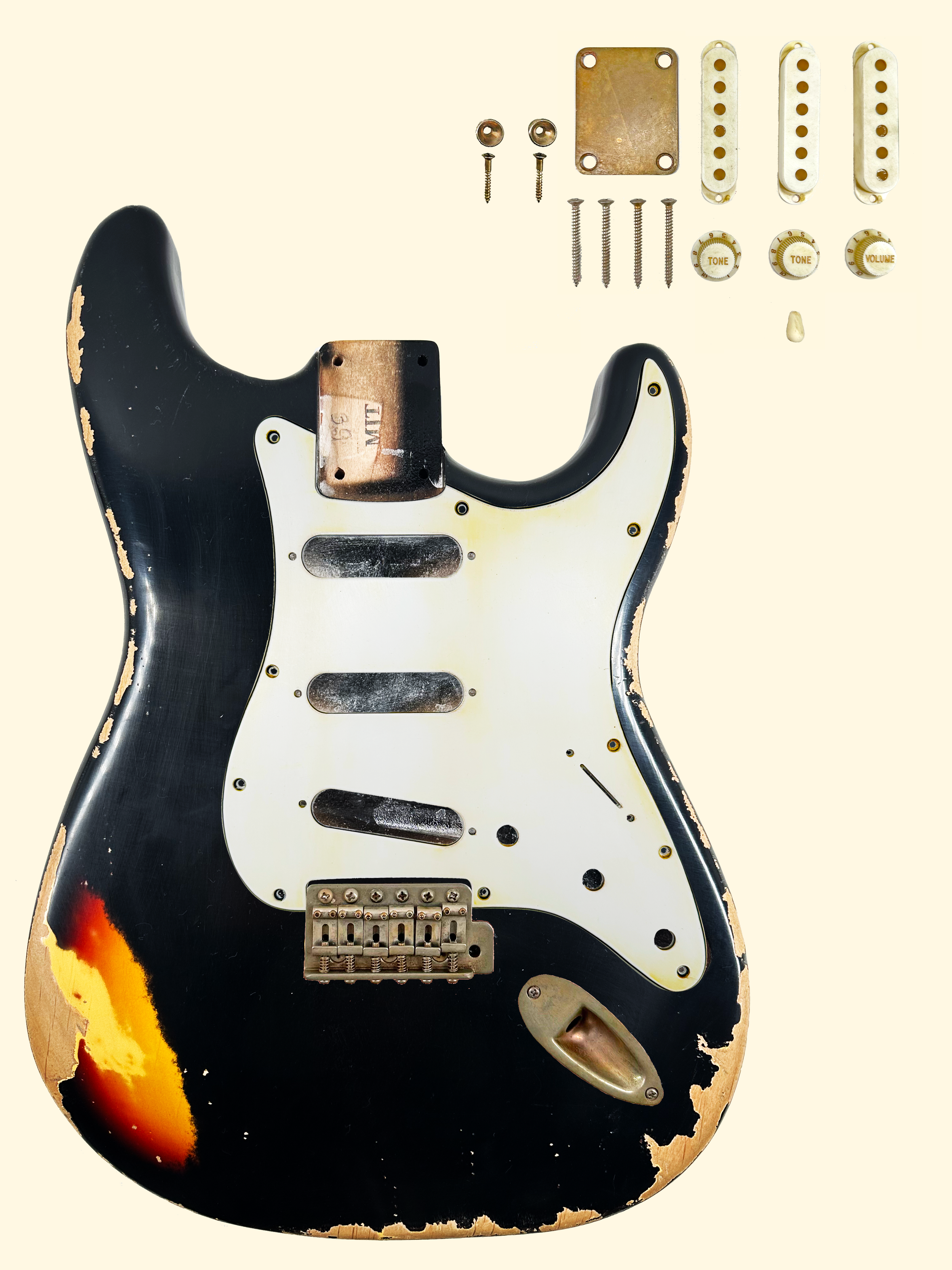 Black over 3 Tone Sunburst VTS Body — MJT Aged Guitars